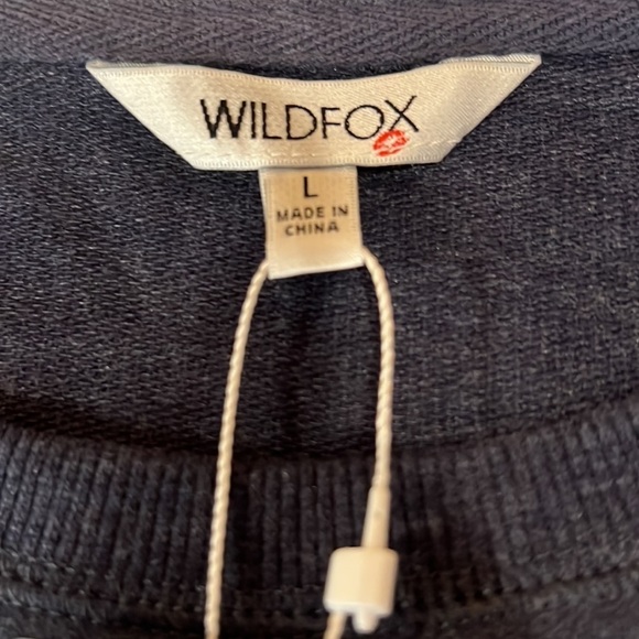 NEW Wildfox Social Spell Out Navy Blue Statement Sweatshirt Large - Picture 8 of 12